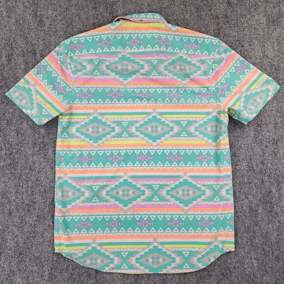 Chubbies Shirt Mens Small En Fuego Wild Short Sleeve Popover Polo Aztec Beach - Picture 3 of 16